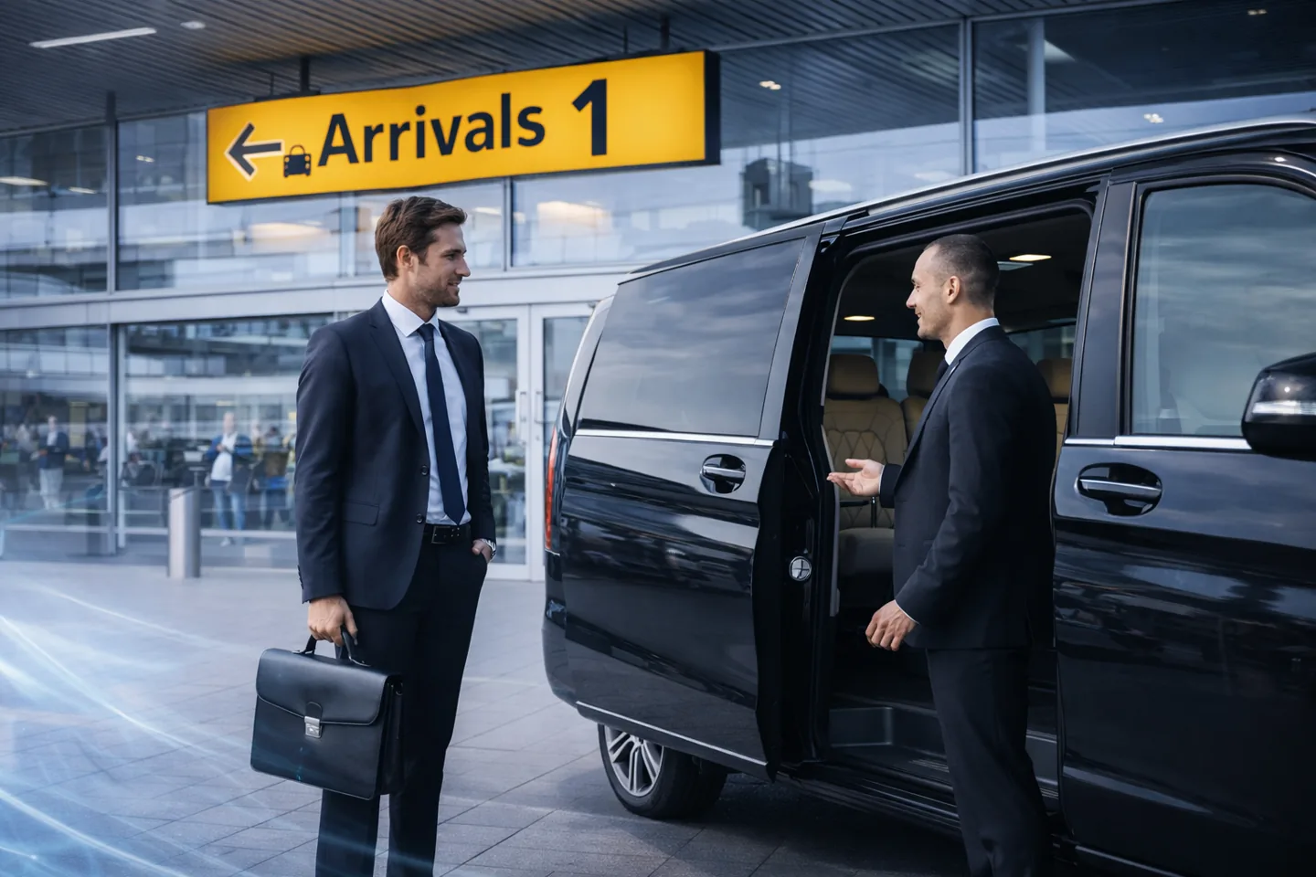 Professionele chauffeur bij luchthavenvervoer